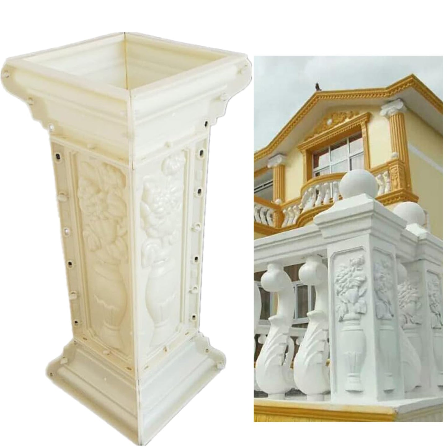 Pillar Concrete Molds,26.78" Plastic Pillar Mould Garden Reusable DIY Casting Cement Plaster Concrete Mould (MD)
