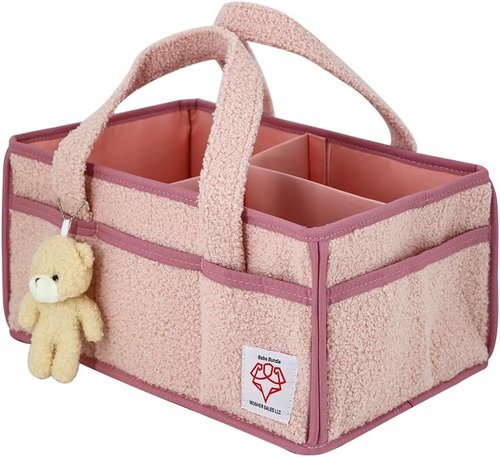 Diaper Caddy Organizer by [Brand Name] - Stylish Nursery Storage Basket for Wipes, Diapers & Toys - Large Felt Design