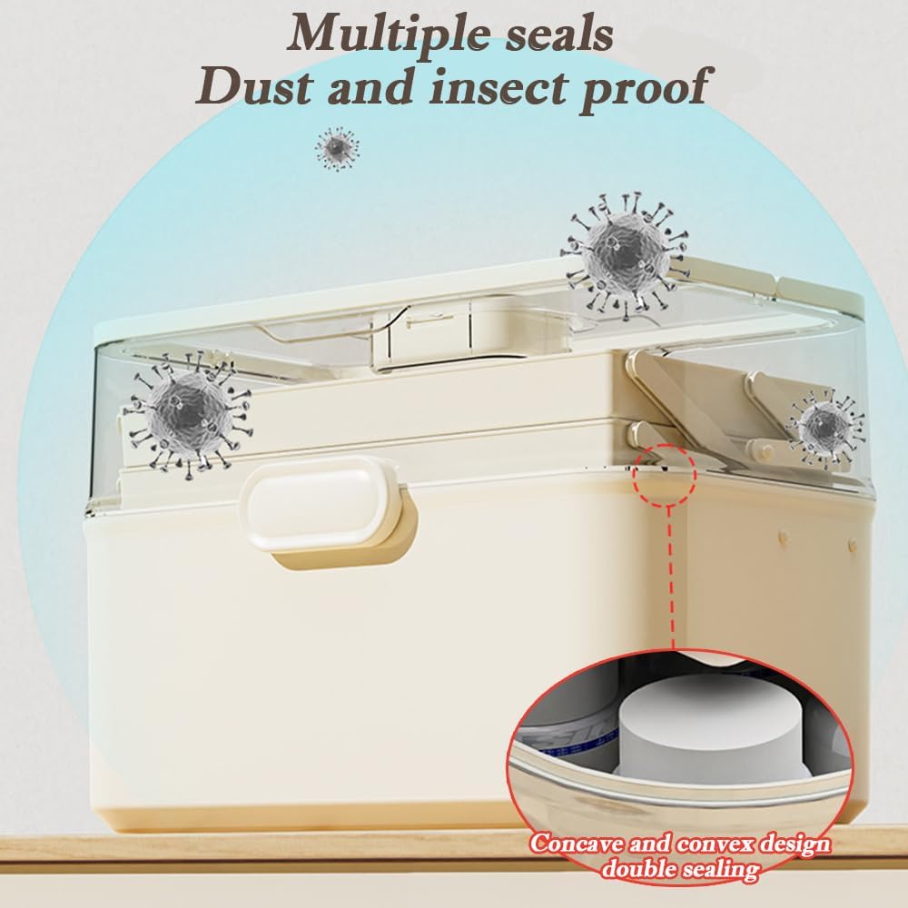 Skiennix Portable 3-Layer Medicine Organizer - Foldable First Aid Box with Removable Small Box | Dustproof & Moisture-Proof (Large)