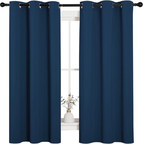 NICETOWN Blackout Curtains - Thermal Insulated Room Darkening Panels | 63 Inch Length, Moroccan Blue, 2 Pieces