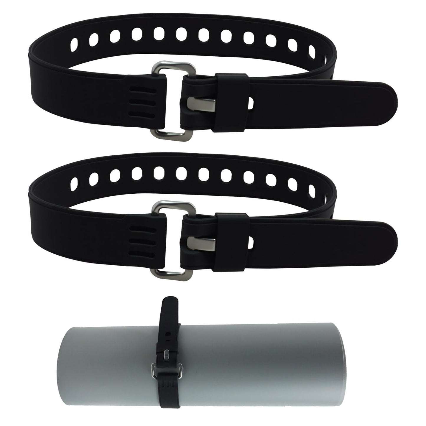 Vvluvva Heavy-Duty Rubber Utility Straps with Buckles, 2 Pcs 20" Reusable Adjustable Tension Straps for Truck Cargo, Luggage & Gear, Quick Cinch Fastening Lashing Tools (Black-2)