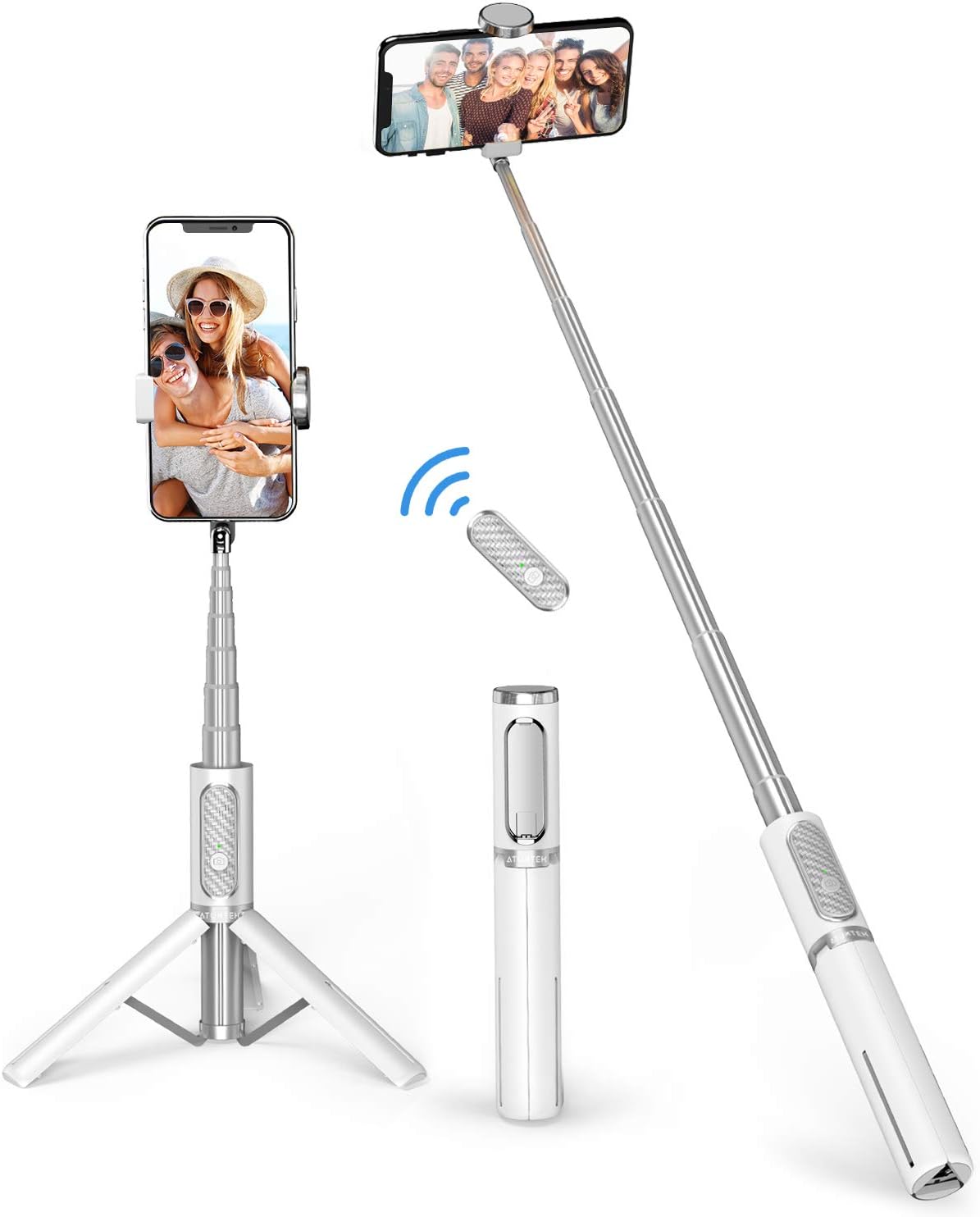 ATUMTEK 3-in-1 17/16/15/14/13/12/11/11 Selfie Stick Tripod, Extendable Aluminum Phone Tripod with Detachable Bluetooth