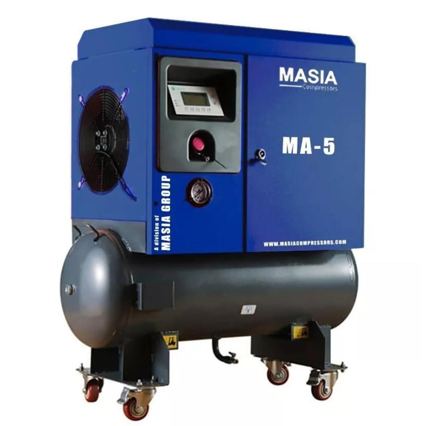 Masia MA-5 Industrial Air Compressor, 7.5 HP VSD Rotary Screw, 220V Single Phase, 22 CFM, 26 Gal Tank,