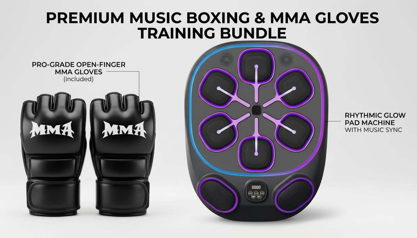 Sculptura 2026 Smart Music Boxing Machine for Adults & Teens, LED Display, Wall-Mounted, Interactive Punch Target with Rhythm Training, Home Fitness Boxing System with Gloves