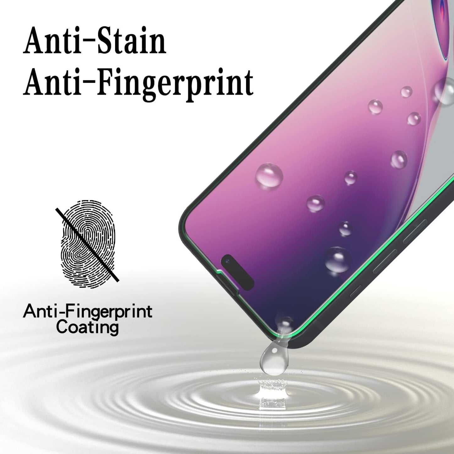 [2 Pack 14 MAYtobe Tempered Glass iPhone Pro Screen Protector, Anti-Scratch, Bubble Free, Case Friendly, Easy