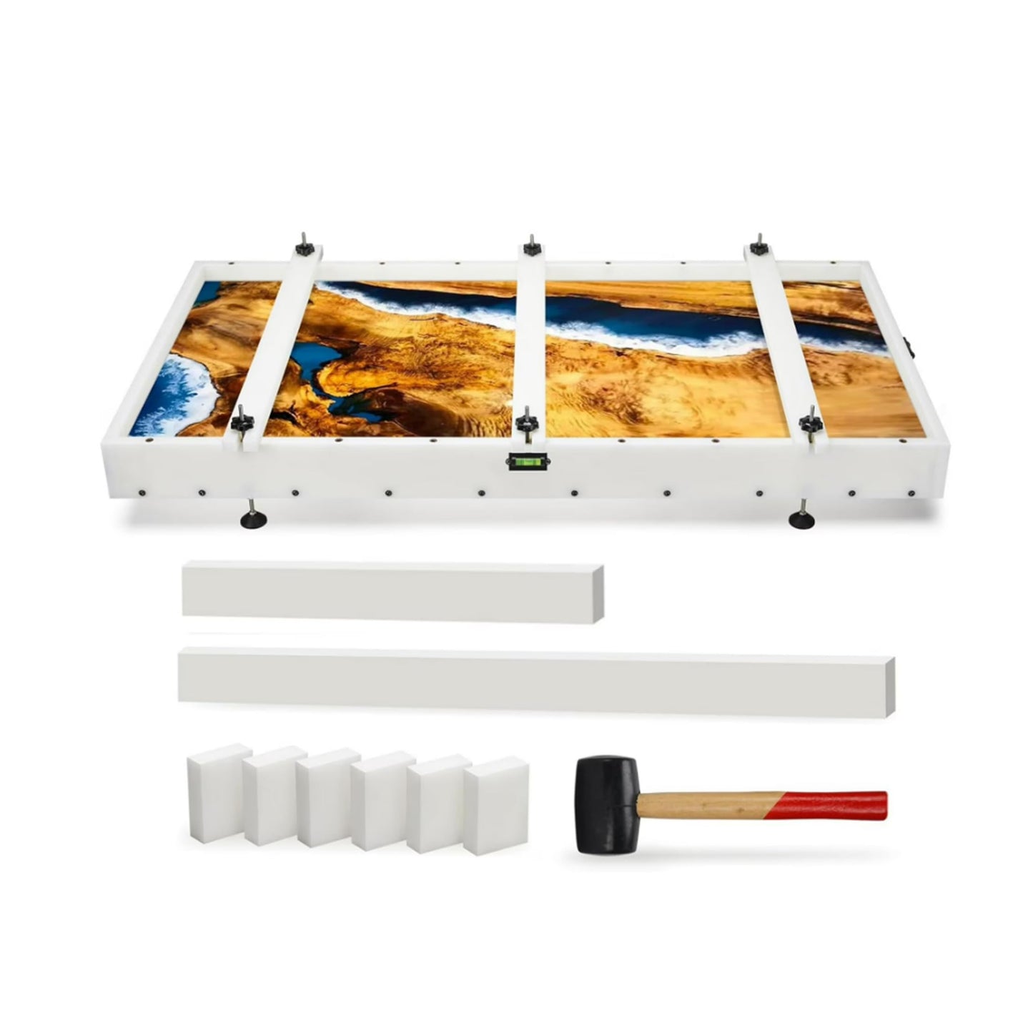 GROWLING Extra Large Epoxy Resin Mold 36x18x3 Inches, Adjustable Fastening and Leveling, Heavy Duty Reusable Resin Mold for River Tables, Coffee Tables, Trays, Cutting Boards, DIY Resin Art Etc.