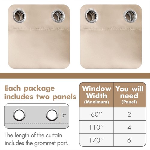 MIULEE Blackout Curtains - Thermal Insulated Room Darkening Drapes | 52 x 84 Inch Beige, 2 Panels Set