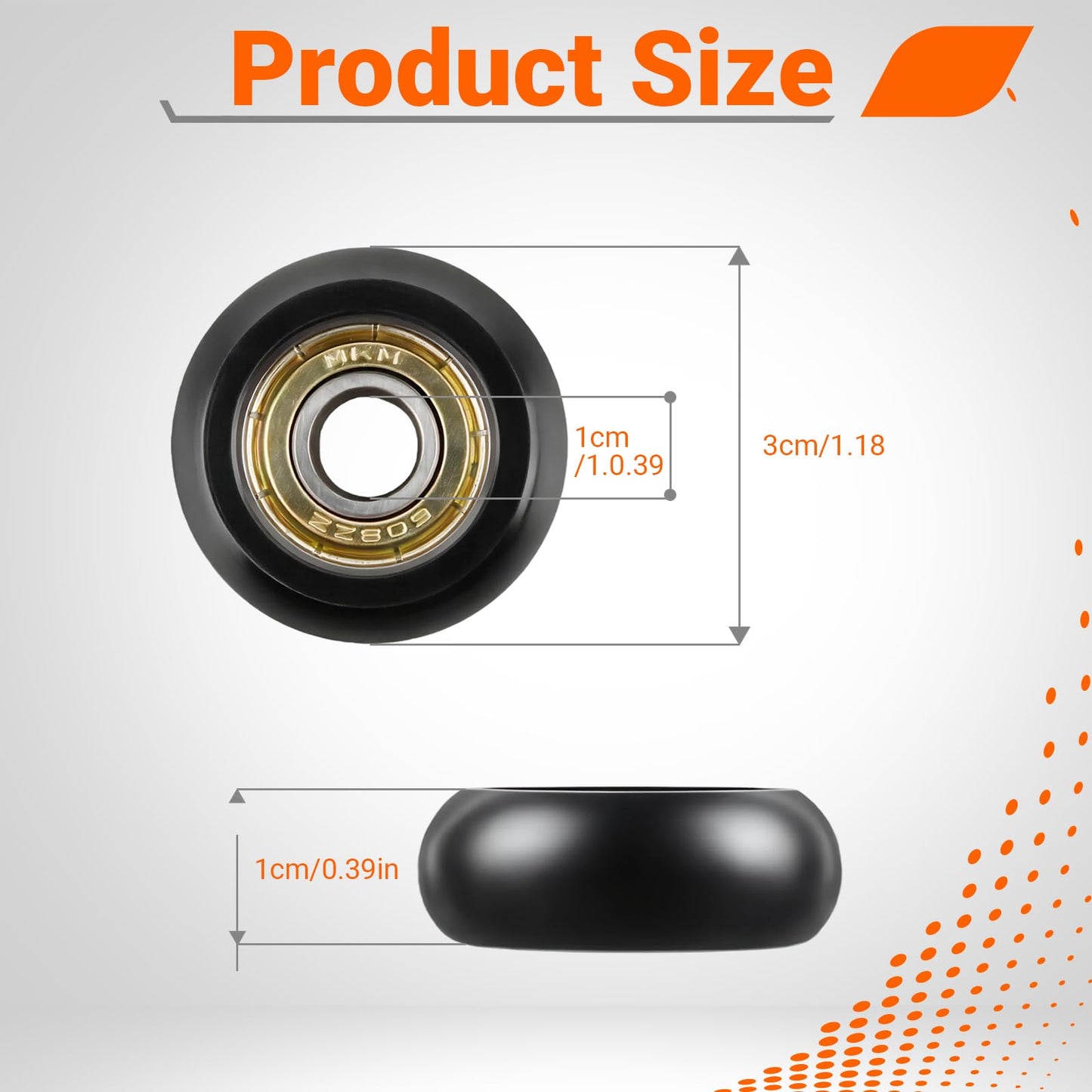 4 Pack Replacement Roller Wheels Compatible with Pilates Reformer, High-Precision Sealed Bearing Wheels for Smooth & Quiet Glide, Black Pilates Reformer Parts, 32mm Diameter 8mm Shaft