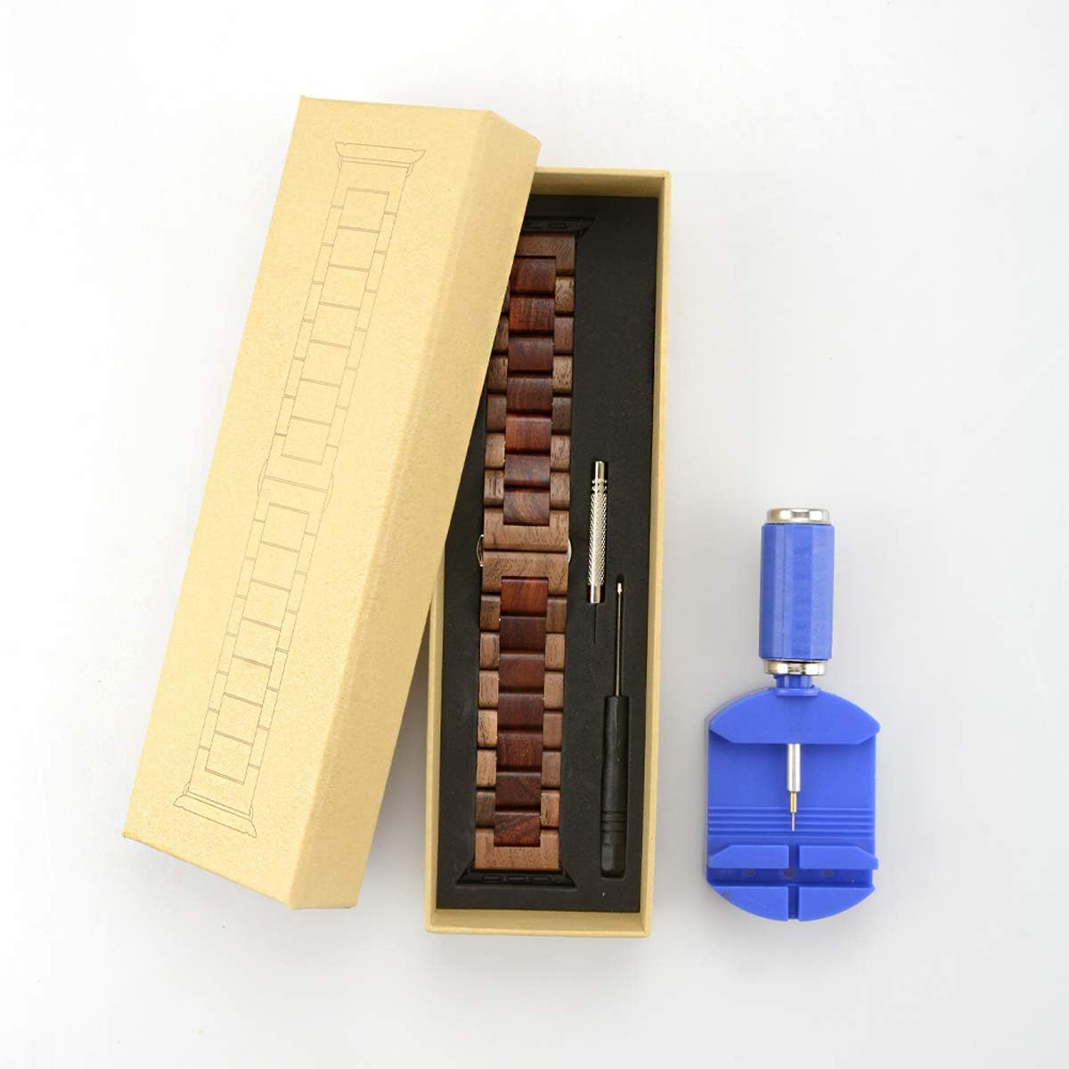 AIYIBEN 42mm 44mm 45mm 49mm 2 9 8 7 6 5 4 3(Walnut Wooden Watch Band with Stainless Steel Butterfly Buckle Compatible