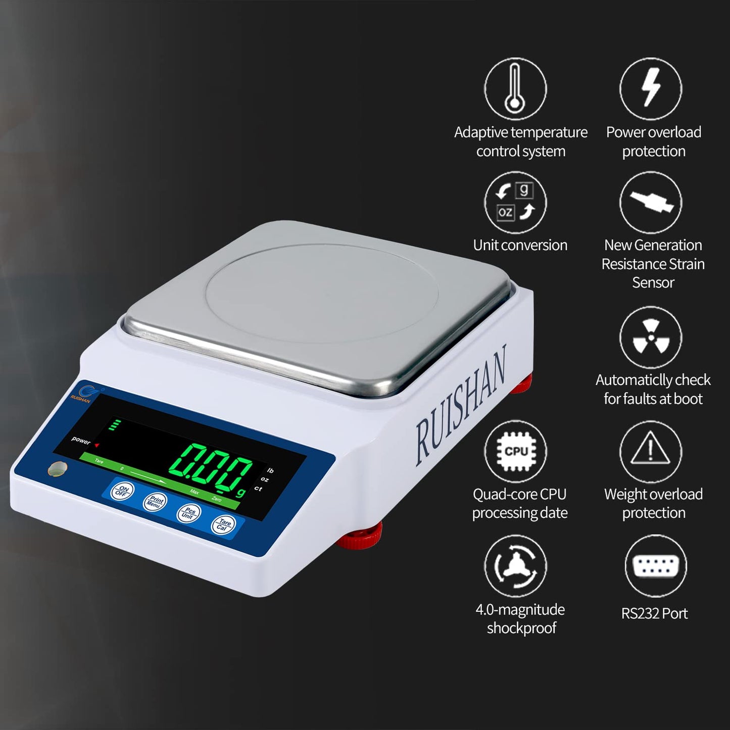 RUISHAN Lab Scale 5000gx0.01g High Precision Scientific Electronic Digital Laboratory Lab Weight Analytical Balance Scale .01g Accuracy Jewelry Pharmacy Chemistry Industria Calibrated Gram Scale