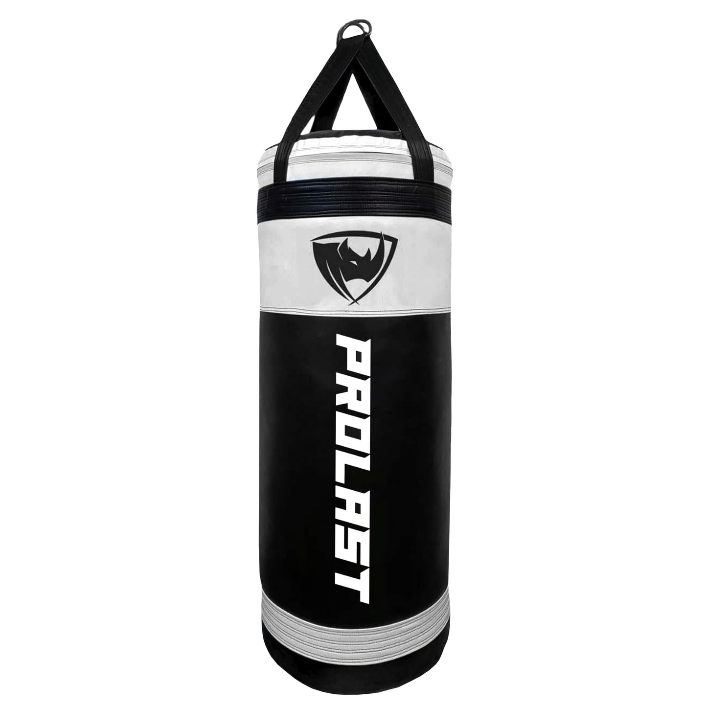 PROLAST 4Ft XL 135Lb Heavy Punching Kicking Bag for Adults, Boxing, MMA, Martial Arts, Muay Thai, Strength Training Equipment, Unfilled, Special Edition Rhino Logo, Special Edition, White and Black