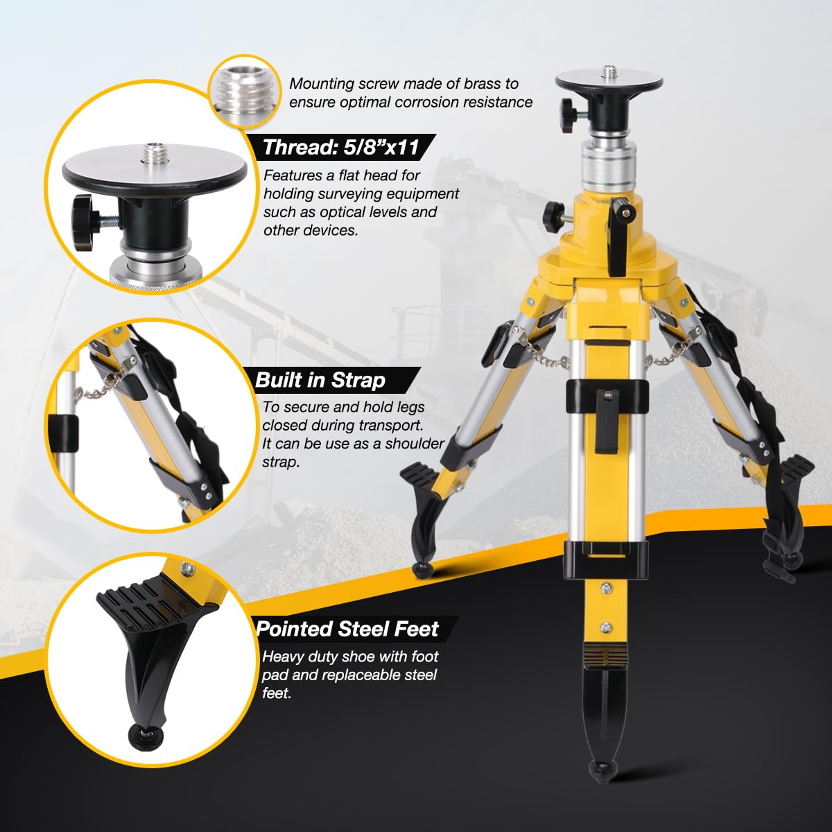 Elevator Tripod for Laser Level, Surveying Instruments With Adjustable Legs for Cross Rotary Lasers