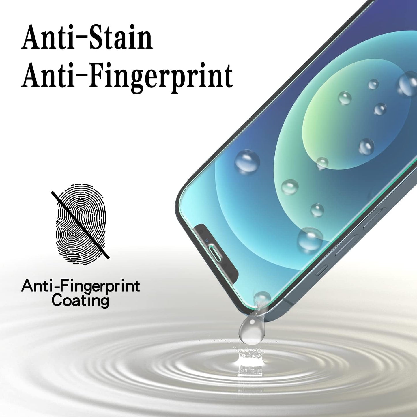 [2 Pack 12 12 MAYtobe Screen Protector for iPhone and iPhone Pro Tempered Glass Film, Bubble Free, Case Friendly, Easy