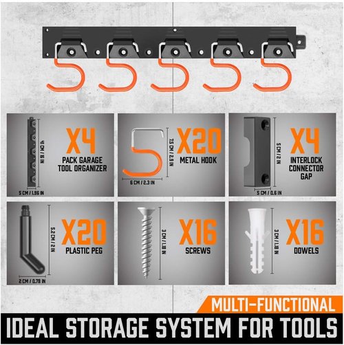 HORUSDY 64-Inch Adjustable Storage System - Wall Mount Tool Organizer for Mops, Brooms & More