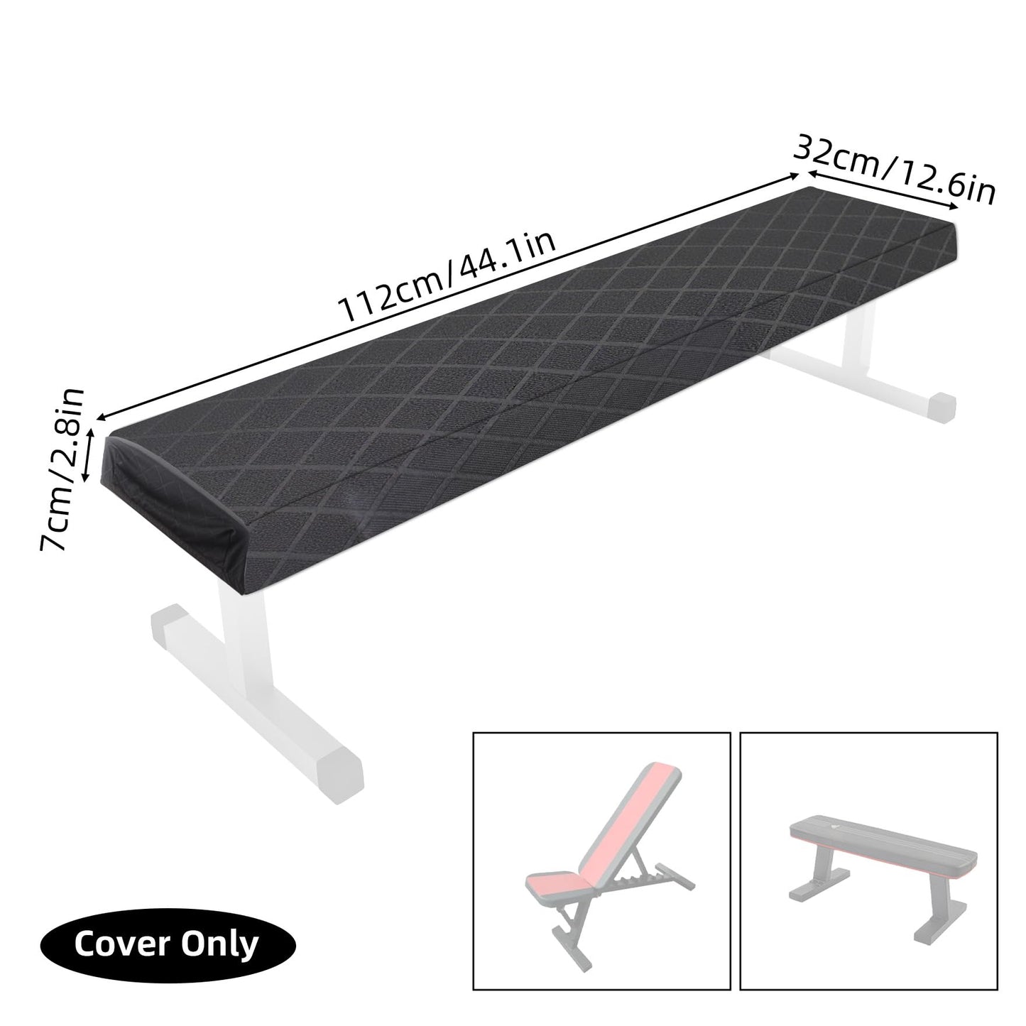 Klmnop Weight Bench Cover, Dustproof Scratch-Resistant Workout Bench Cover Protect from Pets, Protection for Adjustable Flat Weight Fitness Bench, Adjustable Sit-up Bench Anti-Slip Washable(Black)