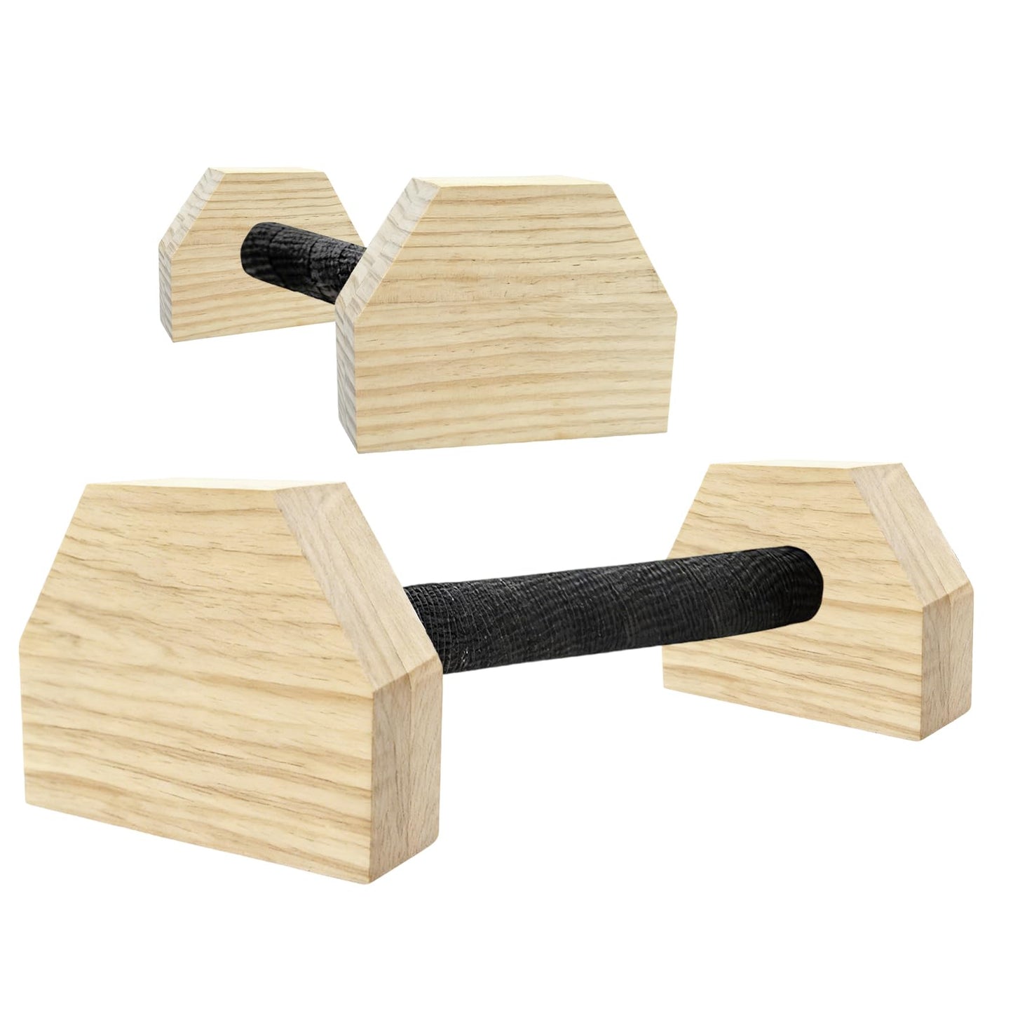 KISENG Push-up Stand, 9.84 in Wooden Parallettes Bars for Handstand Training, Solid Push Up Bars & Calisthenics Bar, with Non-Slip strap, Exercise Home Workout Equipment for Men Strength Training