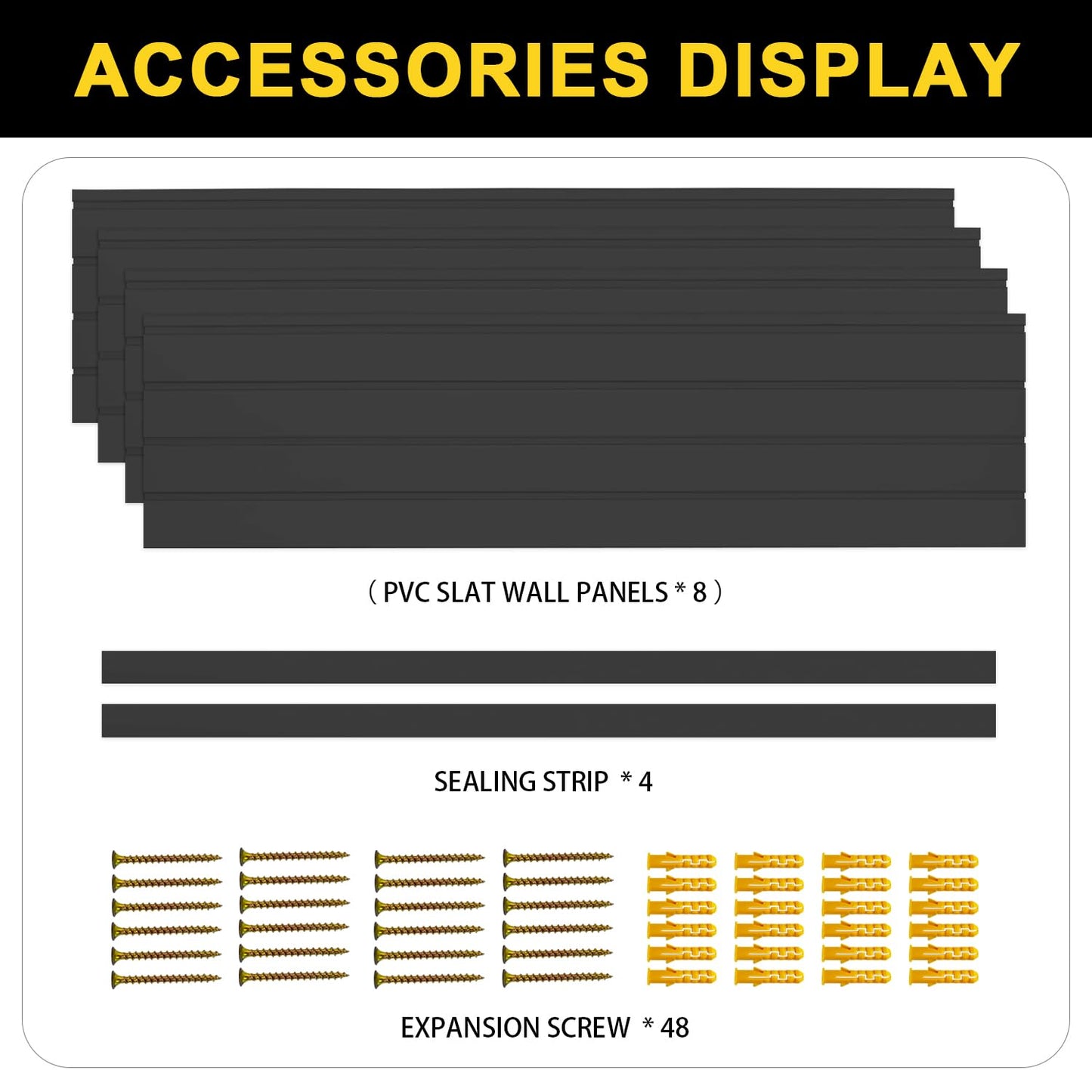 HUZJIEHUI 4'H x 4'W PVC Slatwall Panels Garage Wall Storage System, White Slat Wall Paneling Garage Organizers (Graphite, 8x4)