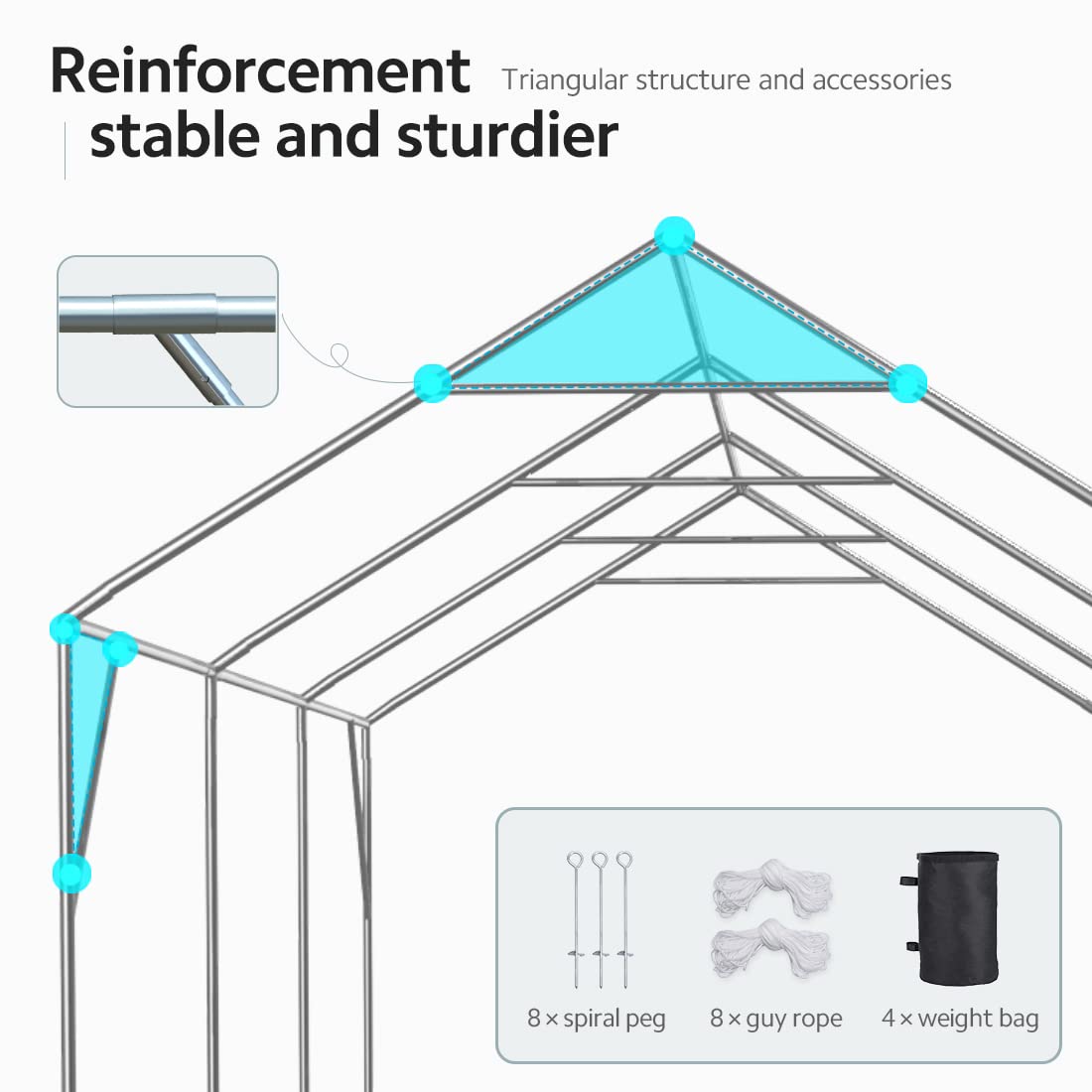 ADVANCE OUTDOOR 12x20 ft Heavy Duty Carport Potable Car Canopy Garage Party Tent Boat Shelter, Adjustable Height from 9.5 ft to 11 ft, Gray
