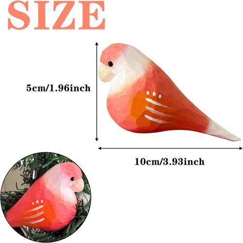 LWINGFLYER Hand-Carved Wooden Bird Figurines - Vibrant Miniature Statues for Home Decor (3PCS Parrot)
