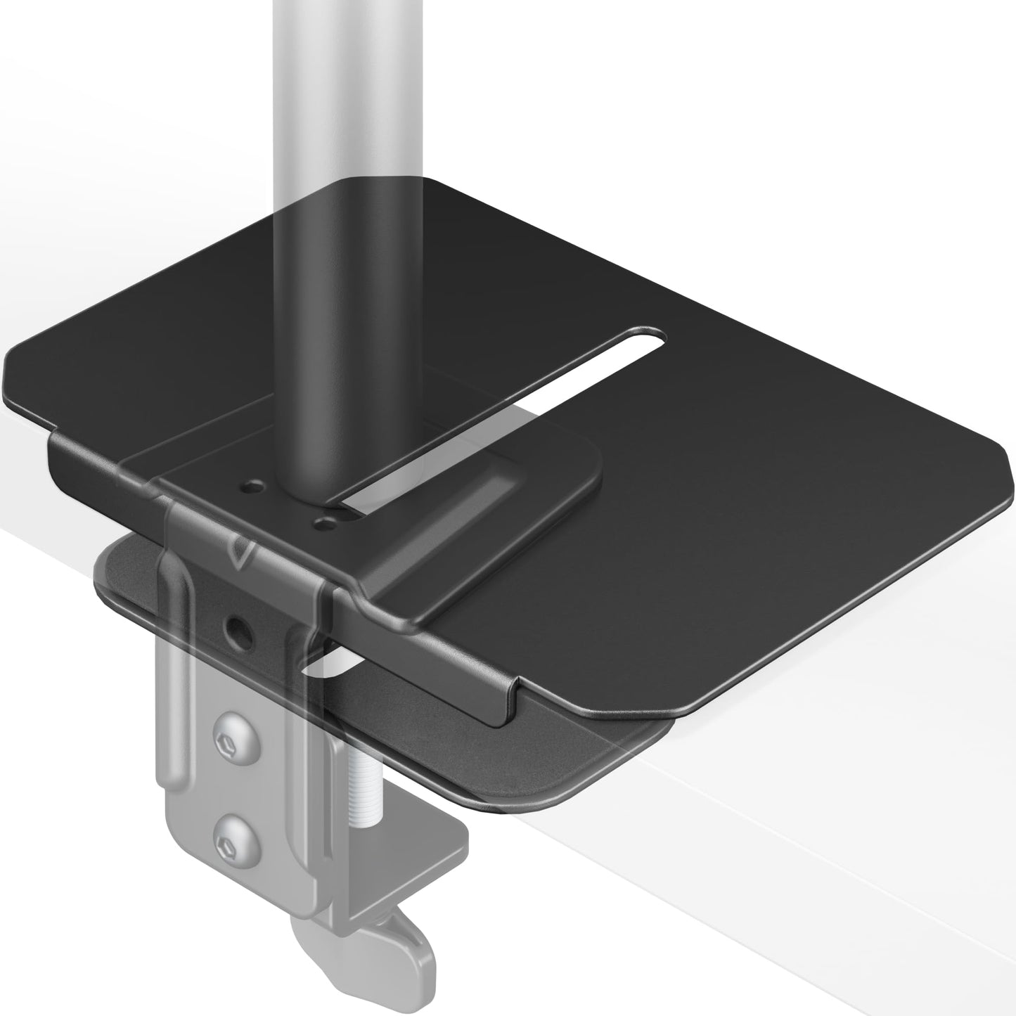 monTEK Adjustable Steel Monitor Mount Reinforcement Plate, Desk Stabilizer Plate for Thin, Glass or Fragile Desks,Universal Protective Support for C-Clamp & Grommet Monitor Arms, No Scratch Bracket