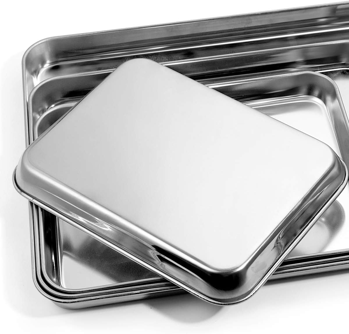 Yododo Stainless Steel Baking Sheet Set - Non-Toxic & Easy Clean | 4-Piece Cookie Tray Set (16", 12", 10", 9")