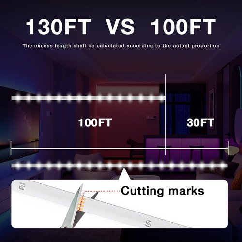 DAYBETTER LED Strip Lights - 130ft RGB Lighting for Bedroom & Desk | Remote Control & 24V Power Supply