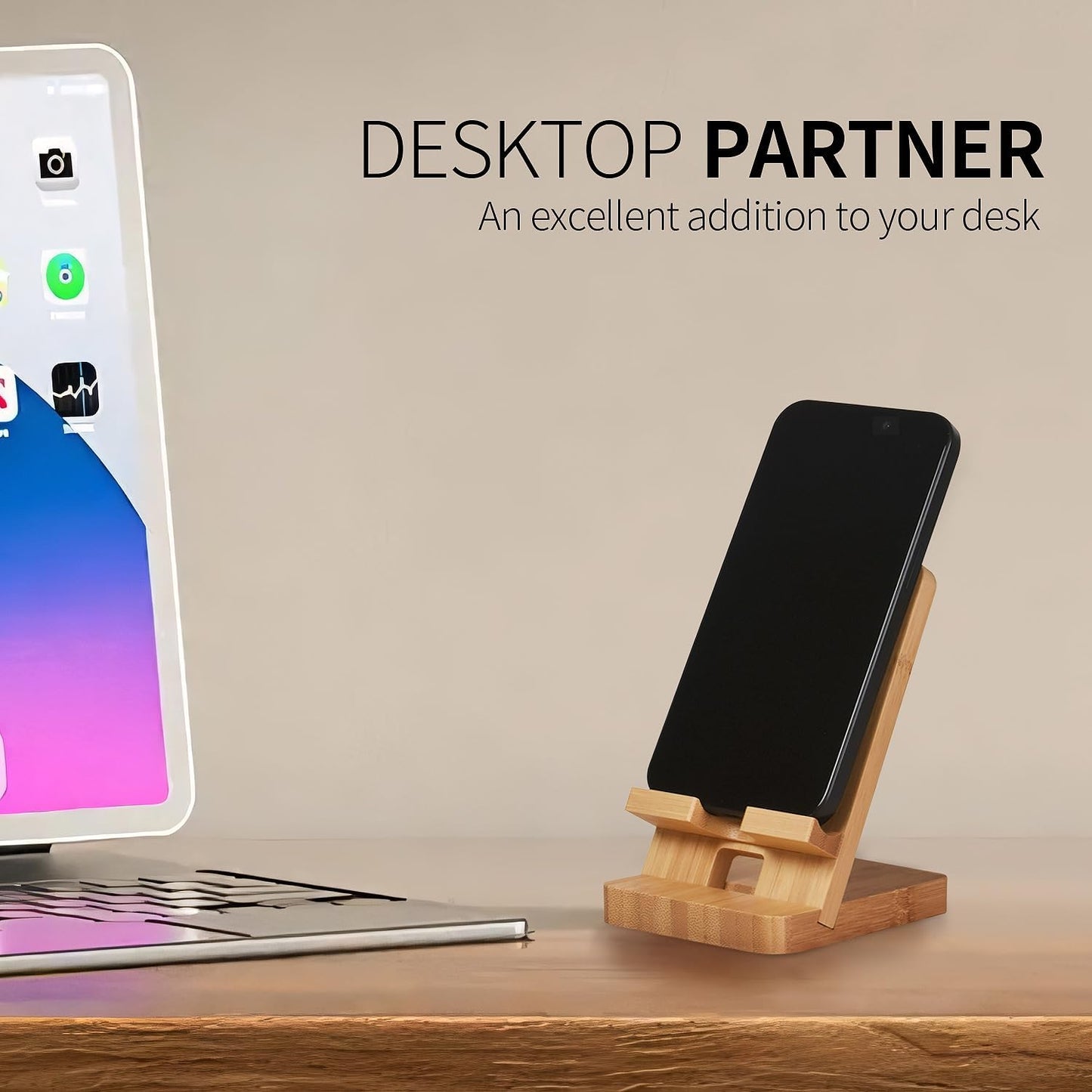 Baiwryxl Wood Phone Stand, Desktop Wooden Phone Holder, Portable Office Phone Stand for Desk, Wood ipad Stand