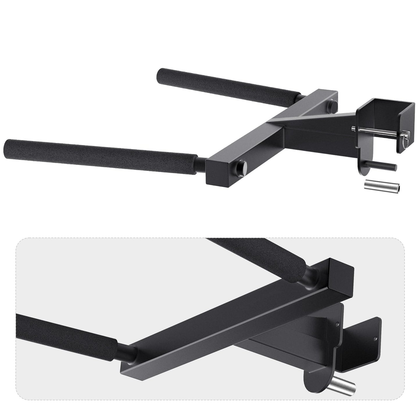 SELEWARE Y-Shaped Dip Bar for 3"x3" Power Rack with 5/8" or 1" Holes, Heavy Duty Dip Bar Attachment with Non-Slip Grips, Squat Rack Accessories for Home Gym Strength Training & Upper Body Workouts