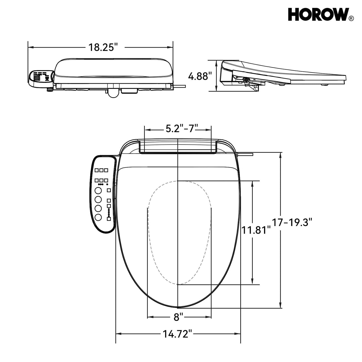HOROW T0338W One Piece Toilet with Smart Seat, Elongated ADA Height Toilets with Heated Seat, Luxury Smart Toilet with Bidet Built-in, Dual Flush 12'' Rough-in, Standard White Toilet