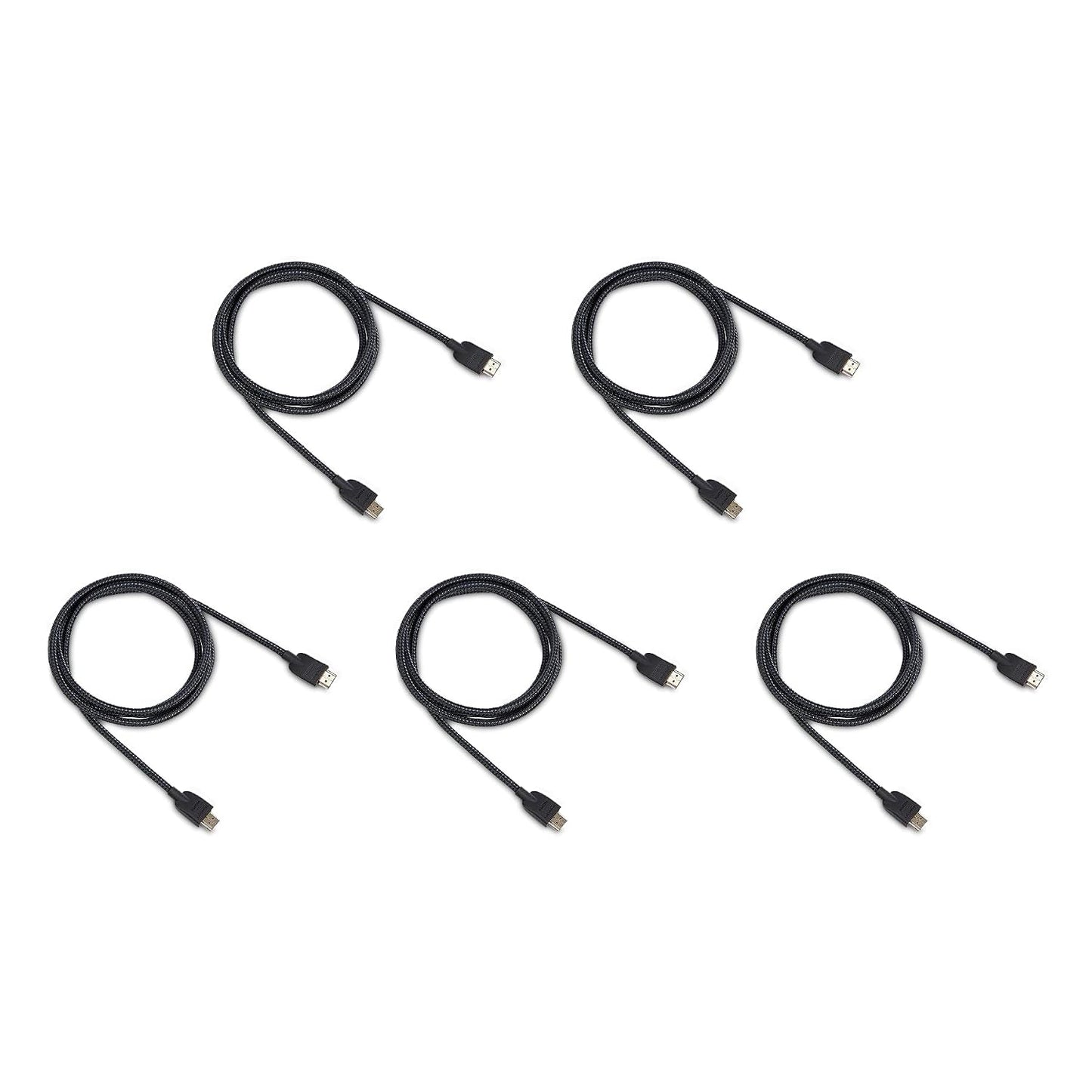 2.0 6ft, 4K@60Hz, 18Gbps, 2160p, 48 TV/PS5/Xbox/Roku/Blu-ray, 5-Pack Amazon Basics Nylon-Braided HDMI Cable, bit