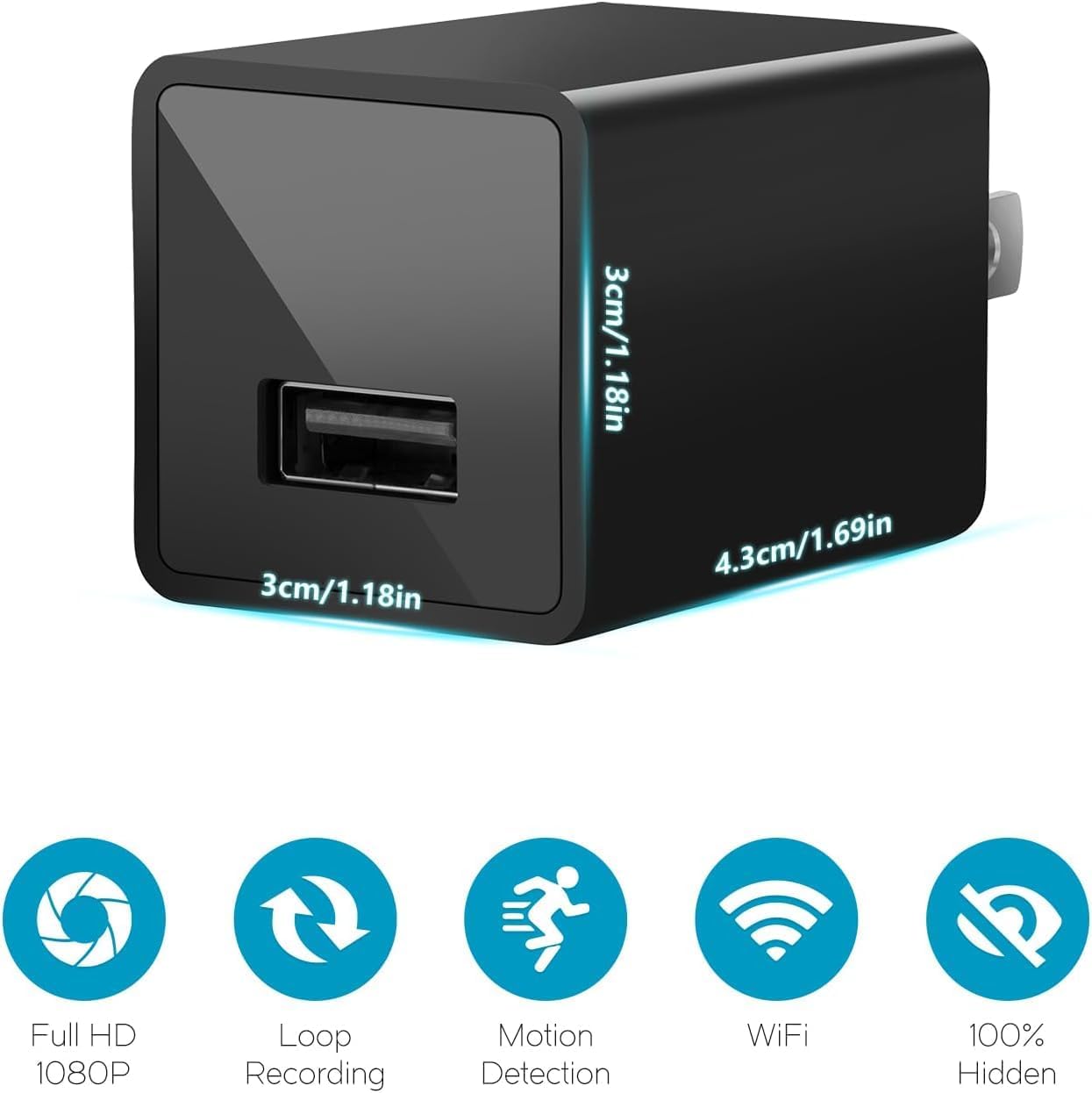USHJNV 1080P Wireless Spy Smart Small USB Charger WiFi Camera Indoor Hidden Security Camera Baby Monitor Surveillance