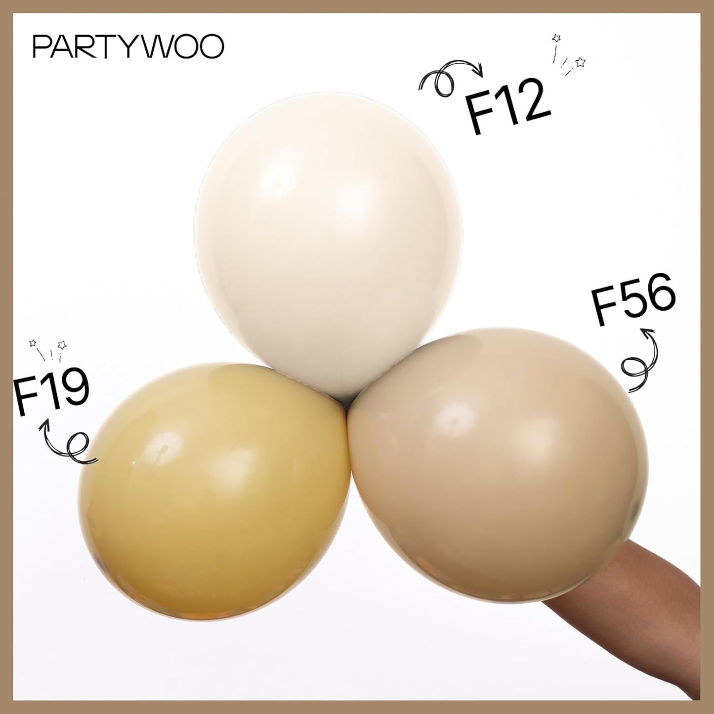 PartyWoo Tan Balloons - 100 Pcs Light Brown Neutral Boho Balloon Arch Kit | 18", 12", 10", 5" Sizes for Weddings, Baby Showers, and Birthdays