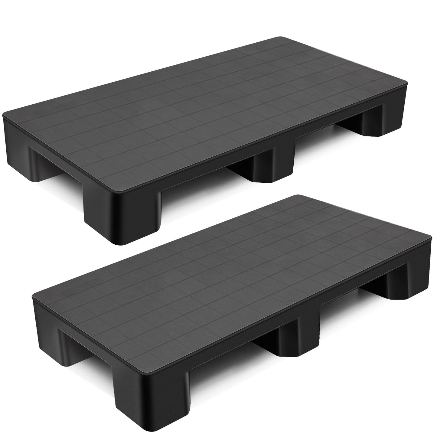 Vercraft 2 Pcs Plastic Pallet for Basement Storage Easy Stack Lightweight Floor Pallet Display Flooring Room Supermarket Christmas, Support up to 2000 Lbs (40'' L X 20'' W X 5.5'' H,Black)