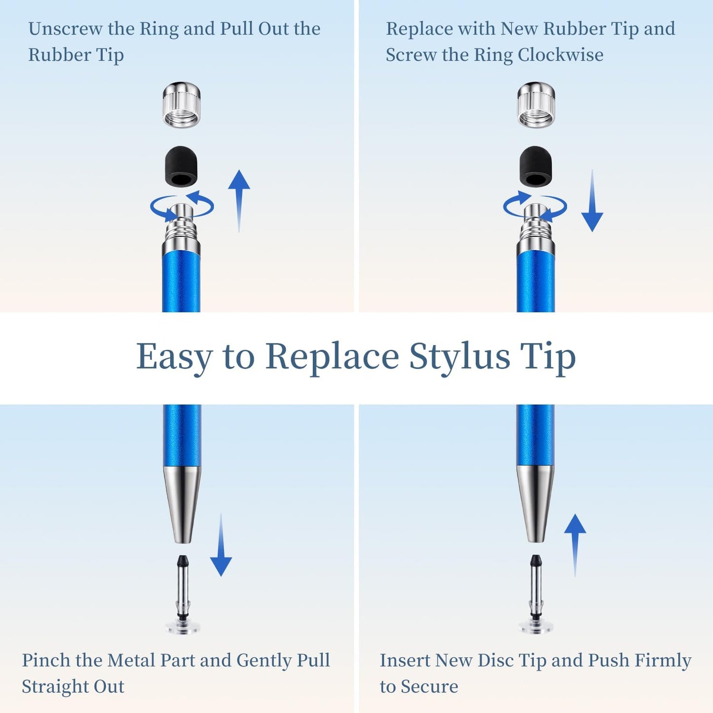 ChaoQ 2-in-1 6pcs Stylus Pen for Touchscreen, High Sensitivity and Precision Stylus Pens for iPad iPhone Android