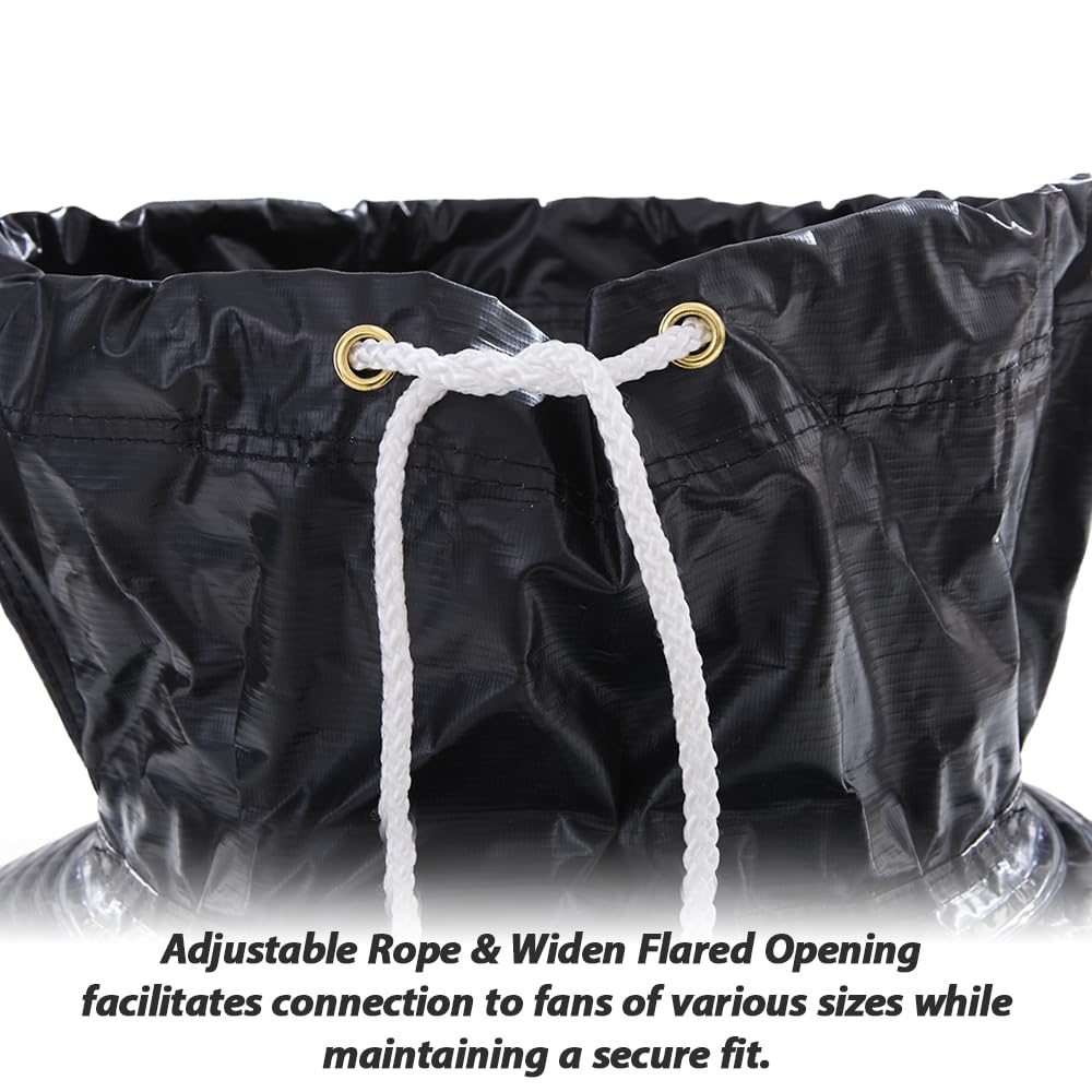 25ft PVC Flexible Duct Hose with Adjustable Rope and D-Ring, 12Inch Explosion-Proof Flame Retardant HVAC Ducting for Ventilation, Exhaust, Drying, and Cooling Applications (12in x 25ft)