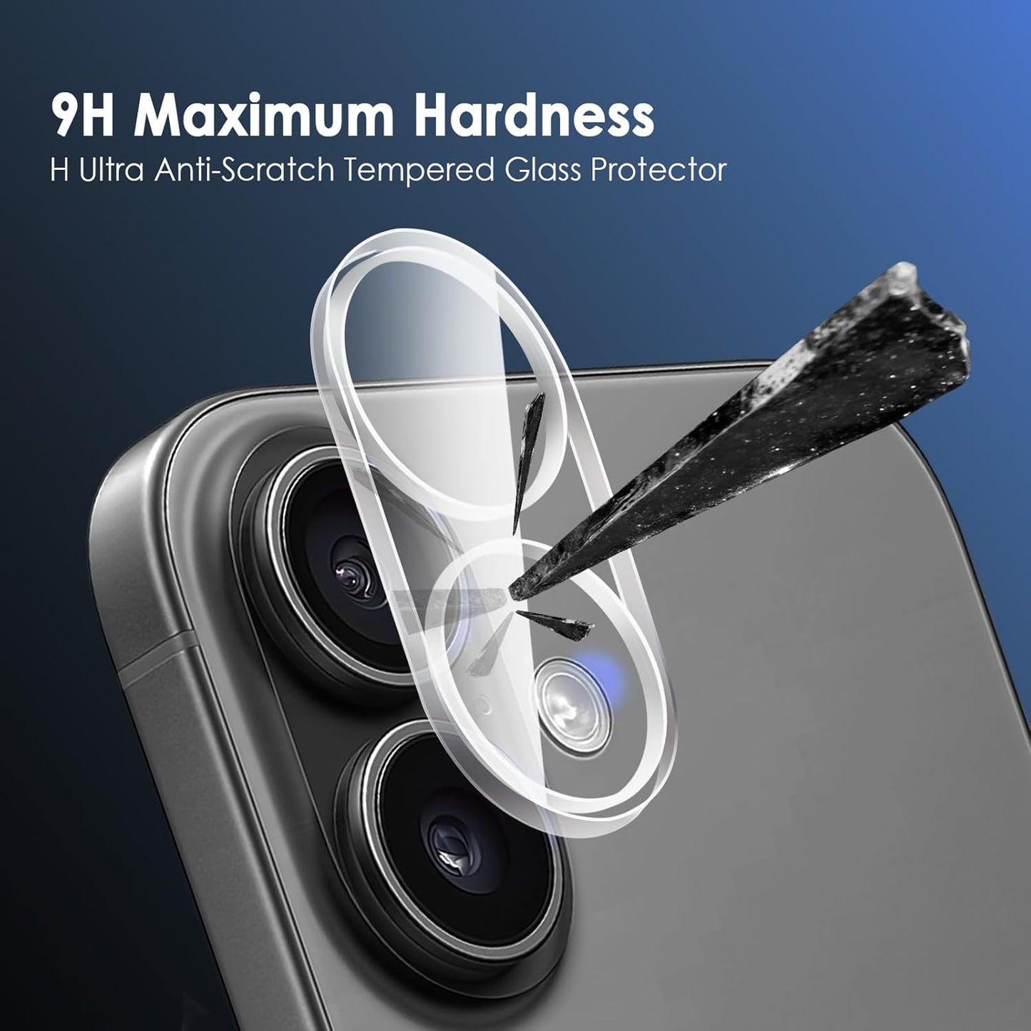17, 9H FanTEK Camera Lens Protector for iPhone Tempered Glass Camera Screen Cover, Ultra HD Clear Acrylic Full Coverage