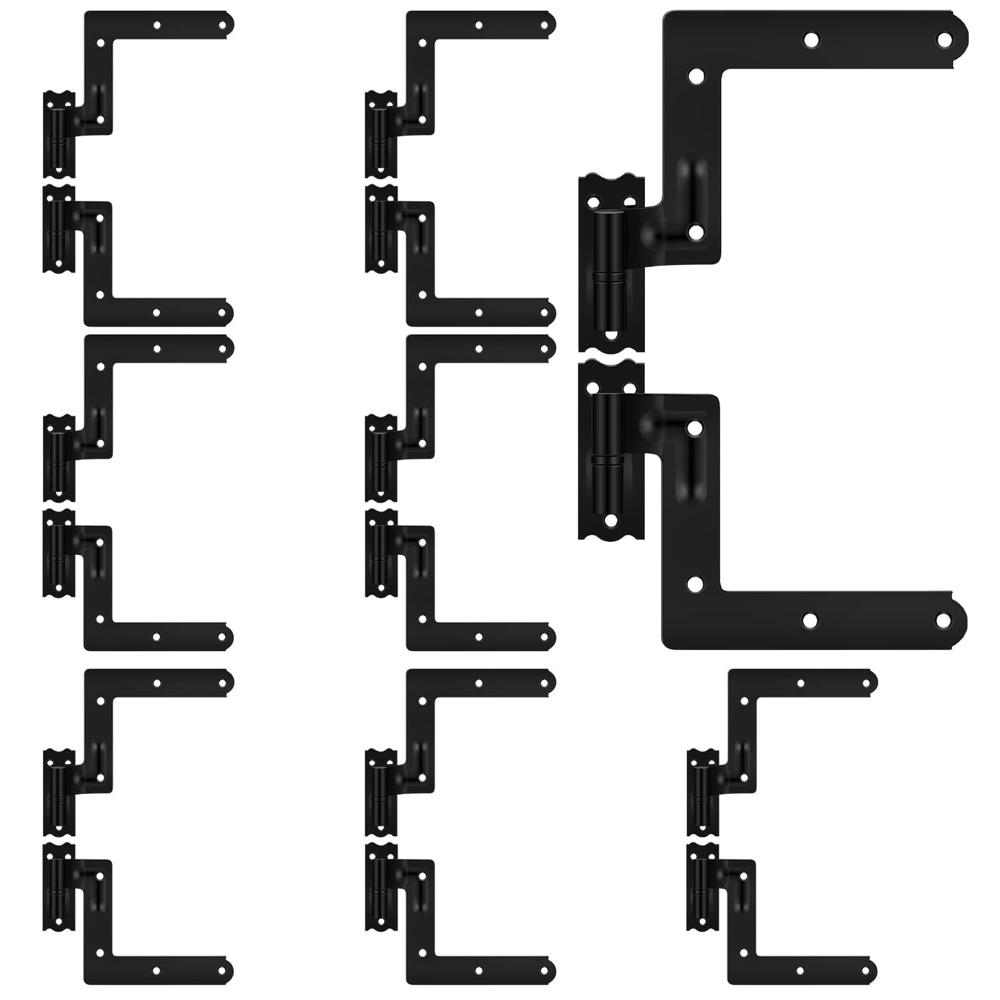 Moxweyeni 16 Pack (8 Pair) Steel Blind Shutter Hinge 1-1/16" Black Wrought Iron Shutter Hardware Lift Off Pintle Reversible Hinges for Heavy Duty Wood Frame, Brick, Doors, Window (Black)