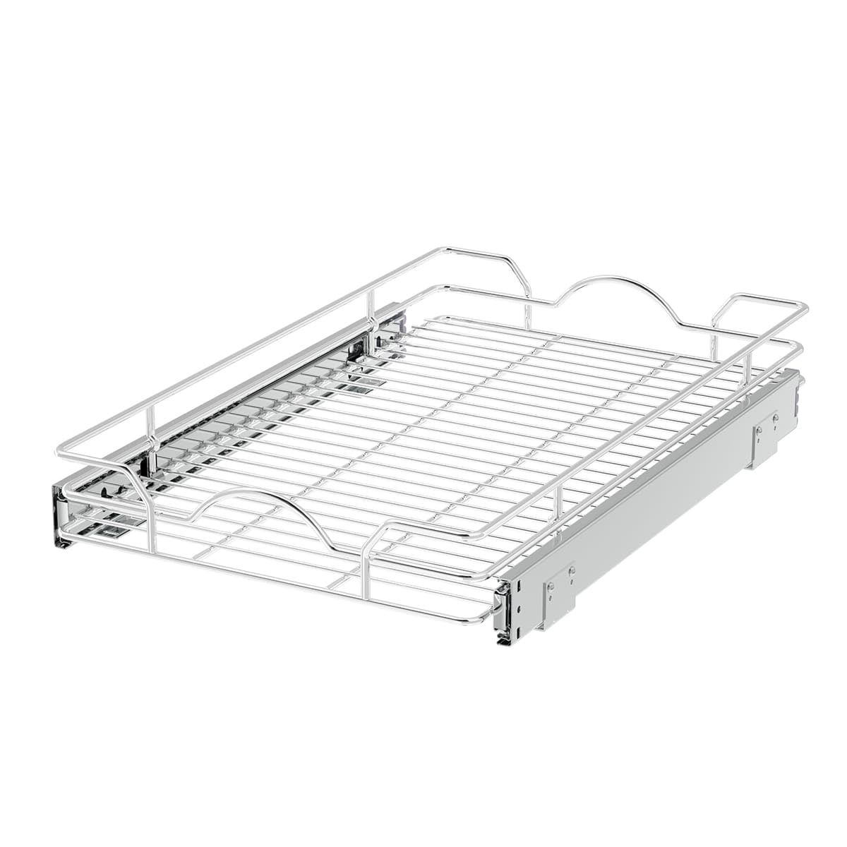 OCG Pull Out Cabinet Organizer 2 Pack (15" W x 21" D), Pull out Shelves 1 Tier, Cabinet Slide Out Shelves for Base Cabinet Organization in Kitchen Bathroom Pantry, Bottom Mount, Chrome Finish