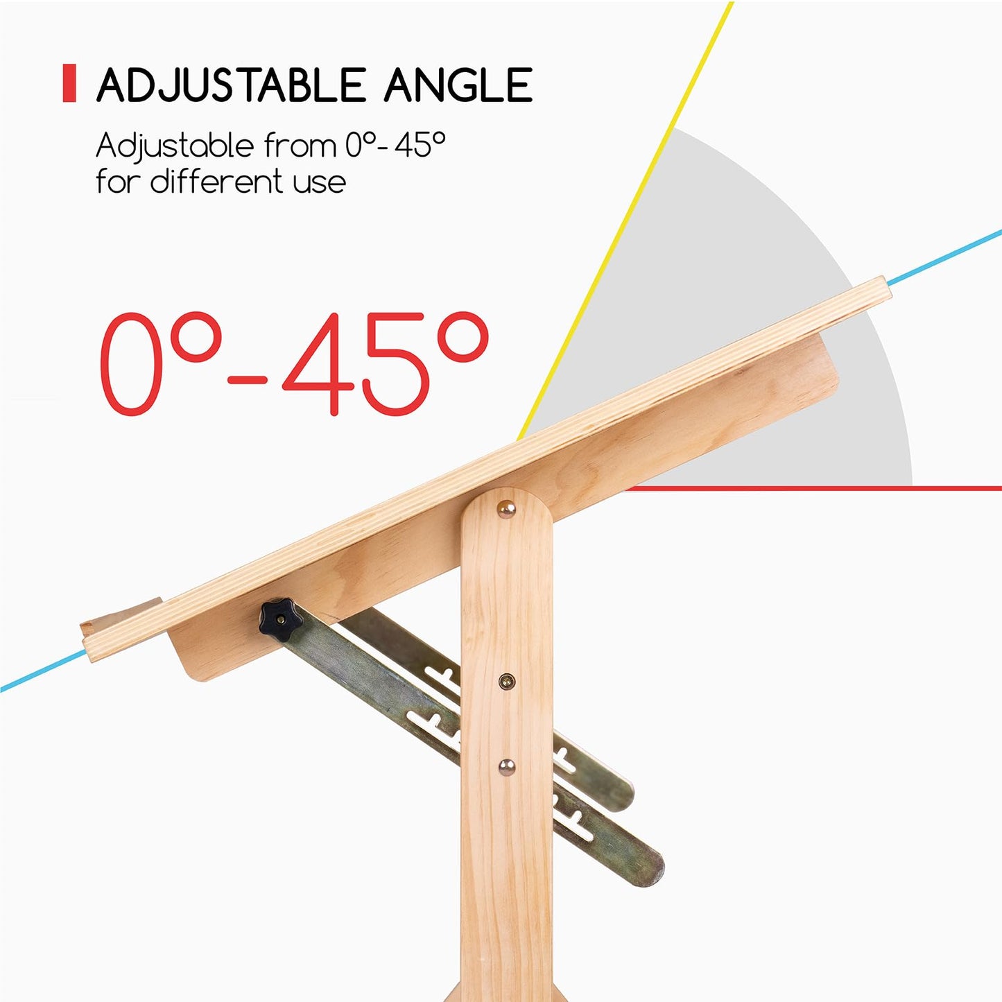 MEEDEN Wood Adjustable Drafting Table: 35.5" x 23.5" Art Drawing Desk with Various Height and Tiltable - Rustic Artist Desk with Pencil Ledge and Ruler for Writing Reading Graphic Design