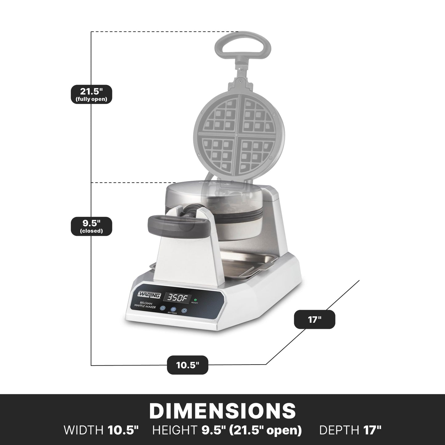 Waring Commercial Belgian Waffle Maker, 25 Waffles per Hour, Automatic Countdown Timer,Rotary Feature for Even Baking, Triple-Coated Nonstick Plates, NSF Certified, WW185X