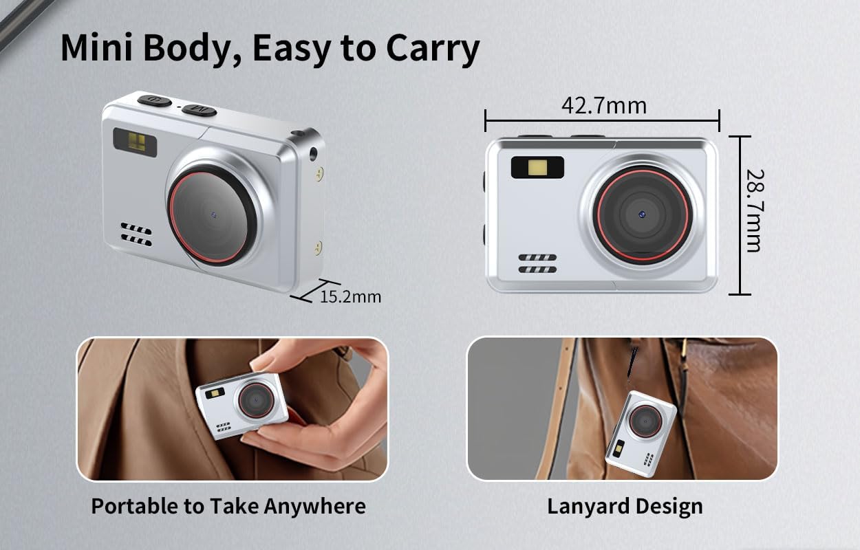 WANDMANICOS 1080P 32GB 0.96IPS Retro Mini Digital Camera HD Video RecorderPortable Keychain Video Camera with Card