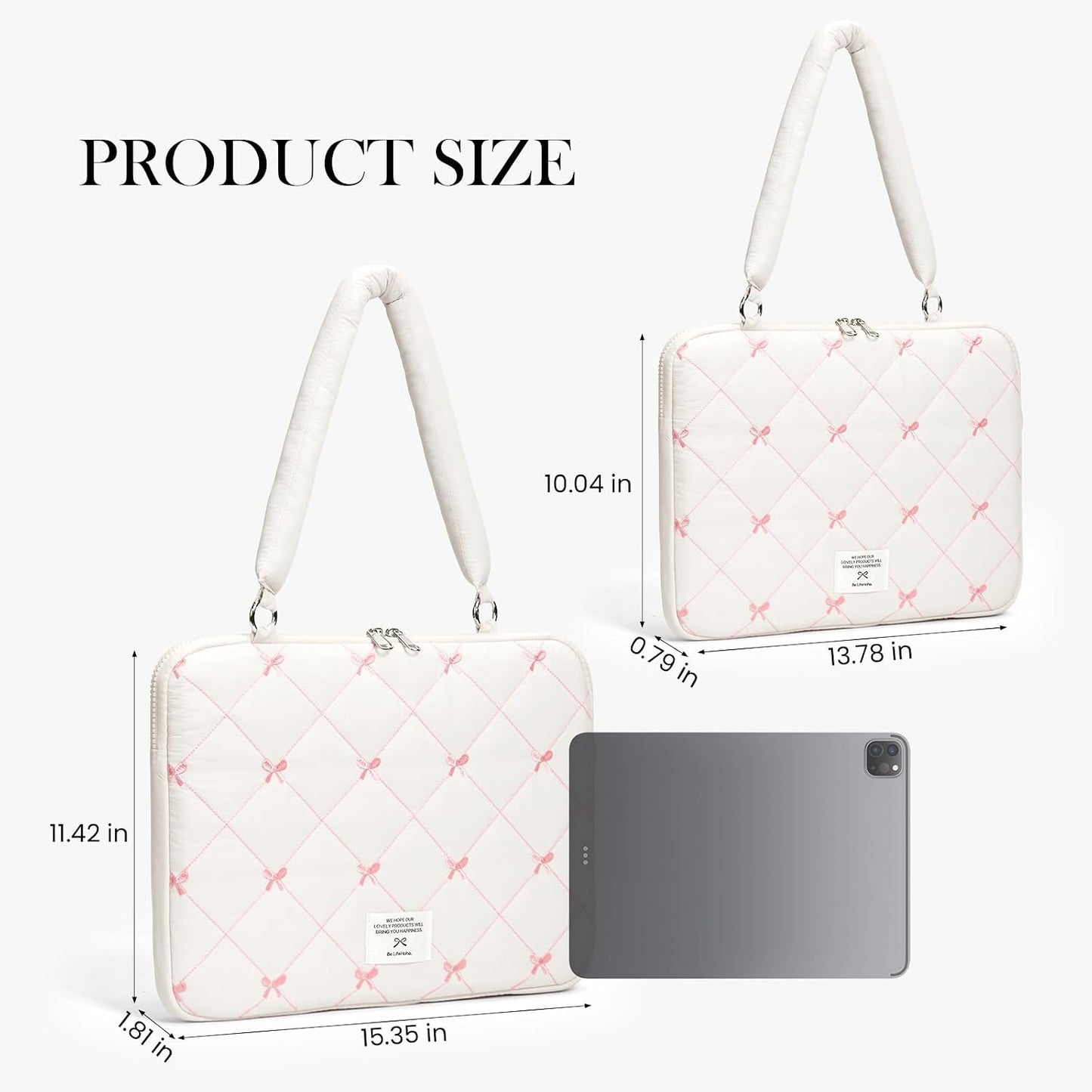 Generic 13-15 Inch 13-14inch) Cute Bow Laptop Case Coquette Puffy Laptop Sleeve Accessories Aesthetic Quilted Computer