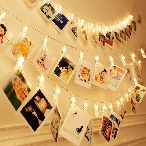 Dopheuor LED Photo Clip String Lights - Battery Operated Warm White Fairy Lights for Bedroom, Patio & Events