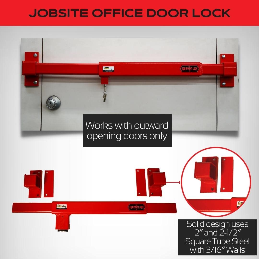 Equipment Lock Adjustable Door Security Bar - Security Lock Bar and Job Site Door Lock for Office Trailers, Warehouse Doors and Home Defense (Keyed Alike)