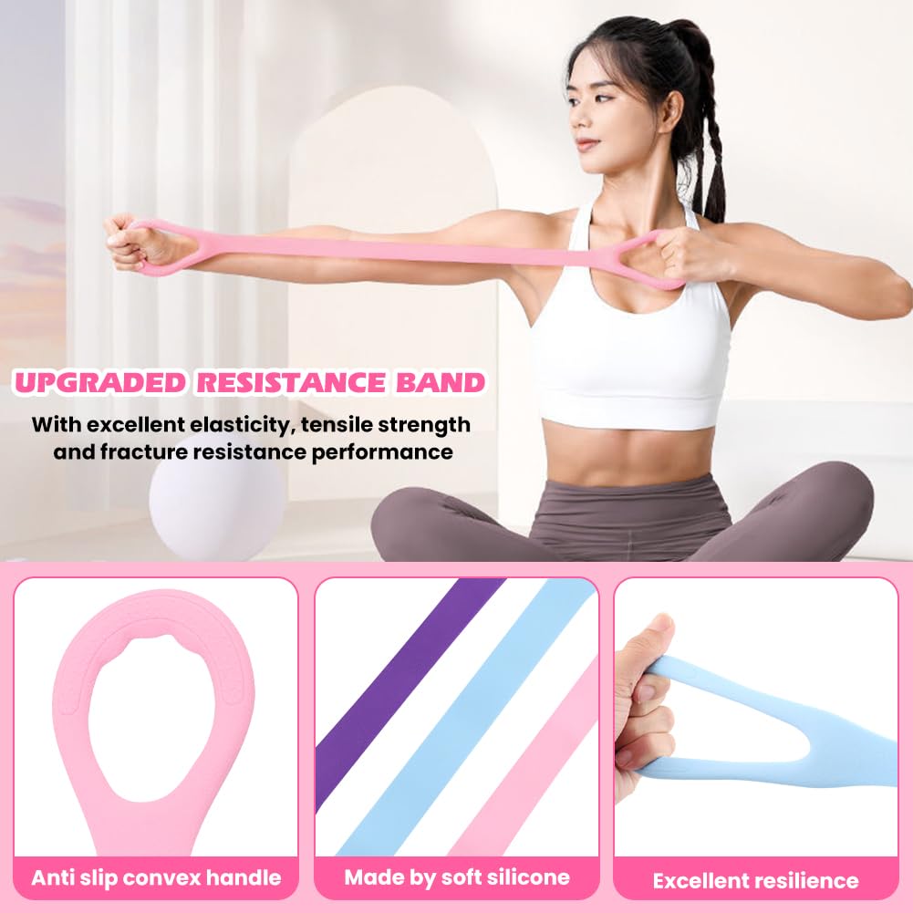 Figure 8 Fitness Resistance Band, 3pcs Arm Back Shoulder Exercise Bands Training Elastic Ropes for Working Out, Exercise Equipment for Physical Therapy,Yoga,Pilates, Stretching