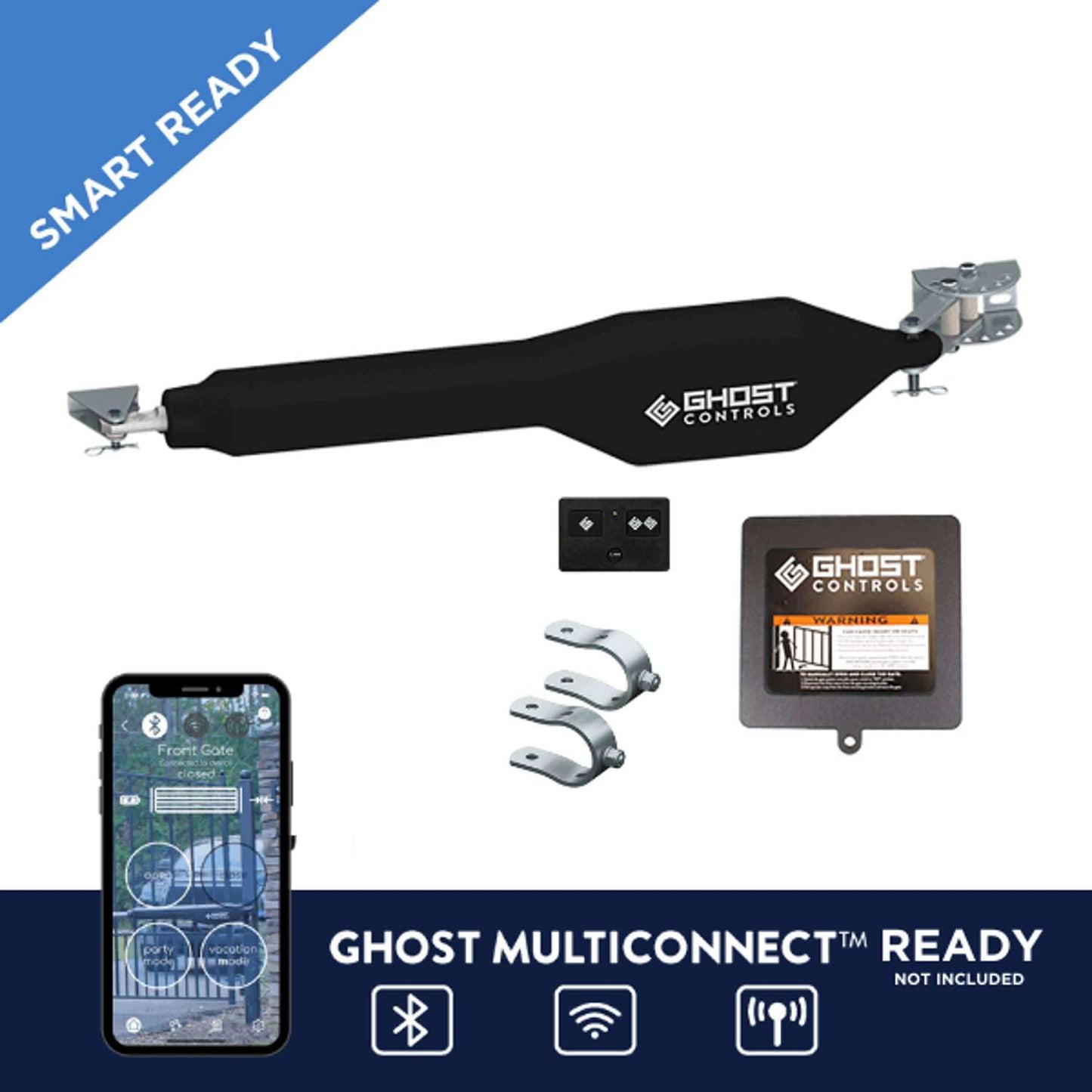 Ghost Controls Heavy Duty 30W Single Solar Automatic Gate Opener Push-to-Open