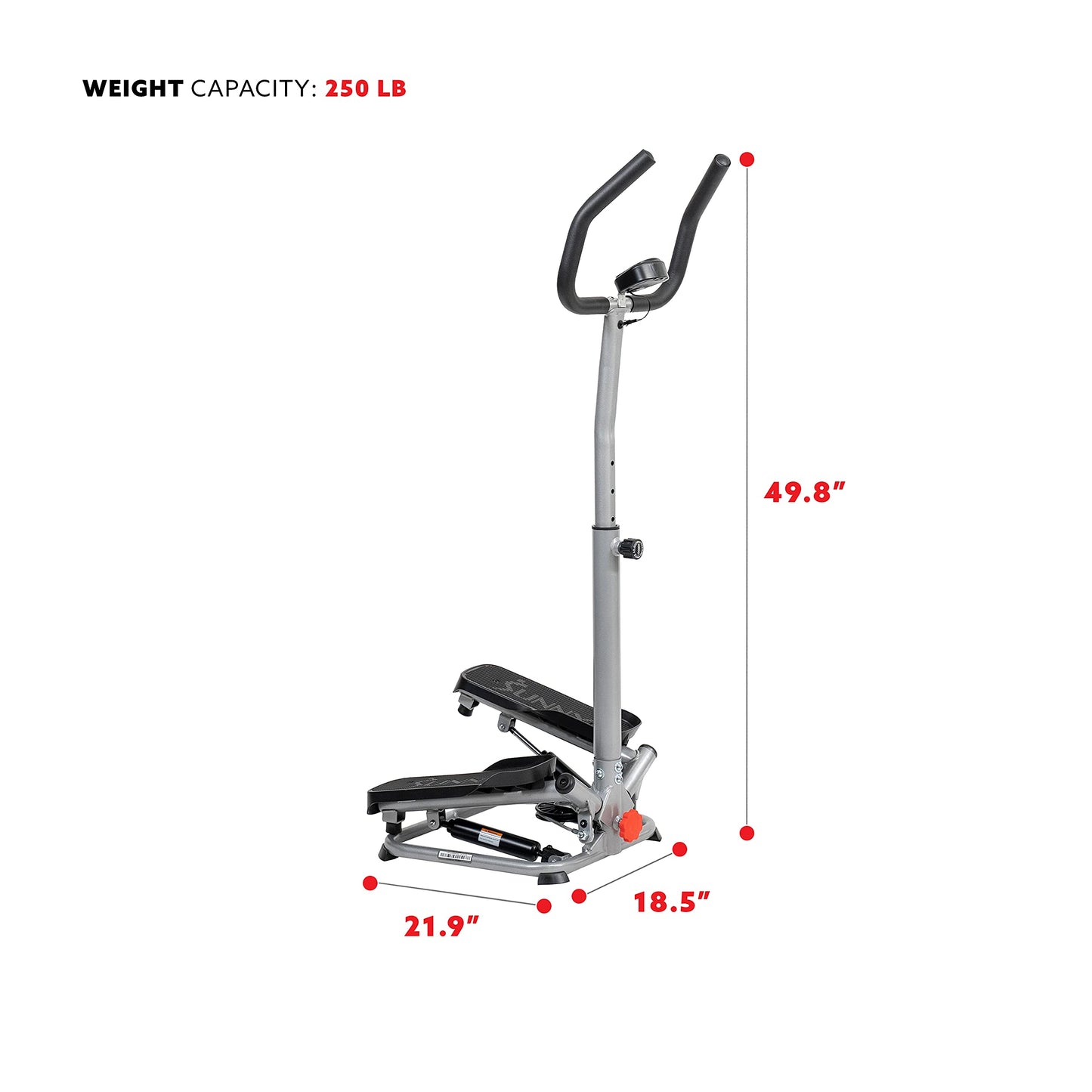 Sunny Health & Fitness Twist Stair Stepper Machine with Handlebar, Low Impact Stepper, Compact & Space Saving for Home Workouts SF-S020027