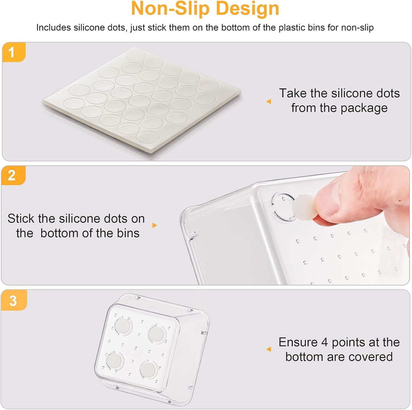 SMARTAKE 13-Piece Drawer Organizers - Non-Slip Silicone Pads | Versatile Storage Trays for Makeup, Jewelry & Utensils - Clear