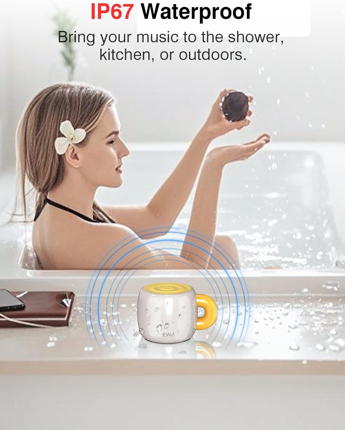 EWA IP67 A163 Bluetooth Speaker, Mini Portable Bluetooth Speaker with Creative Cup-Shaped Design, Waterproof, Loud