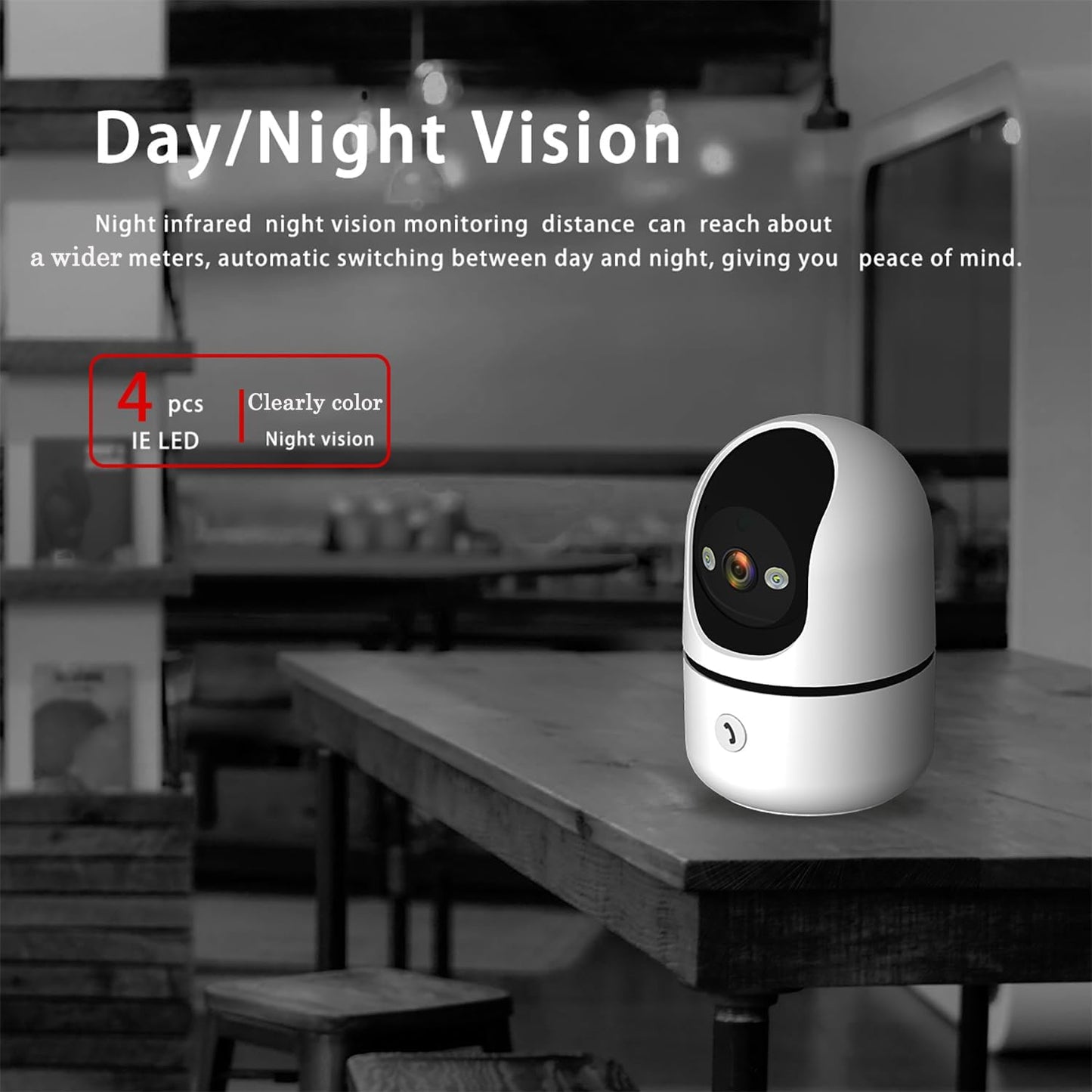 Generic 2K 24/7 2 WiFi Cameras for Home Security with Live Video, Siren/Spotlight, Indoor Security Camera for House